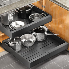 Kitstorack pull-out cabinet organizer extends for easy reach in kitchen