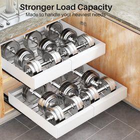 Kitstorack slide-out cabinet organizer improves reach and organization