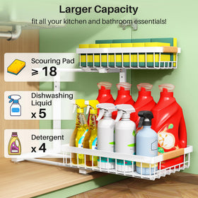 Kitstorack slide-out drawer demonstrates smooth operation in kitchen storage.