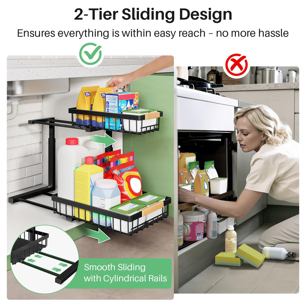 Kitstorack nano adhesive films add extra stability under sink.