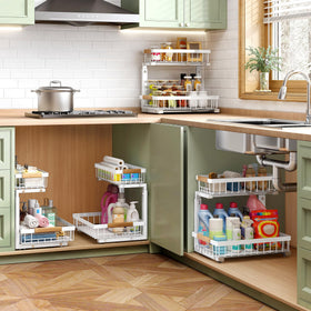 Kitstorack under-sink organizer fits pantry or closet shelves