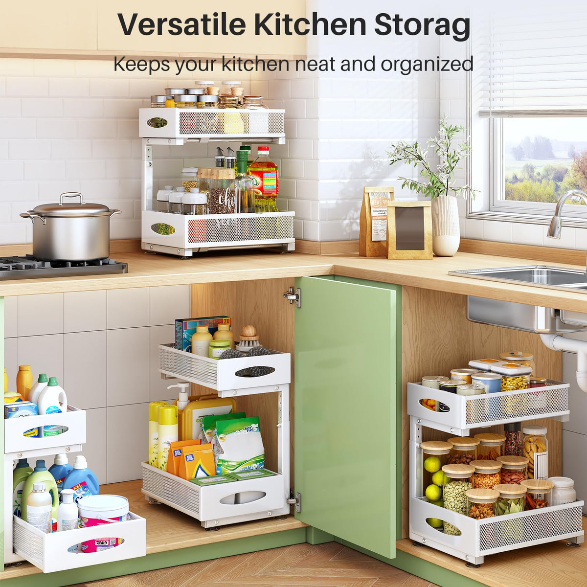 Kitstorack space-saving under-sink solution helps keep cabinets tidy