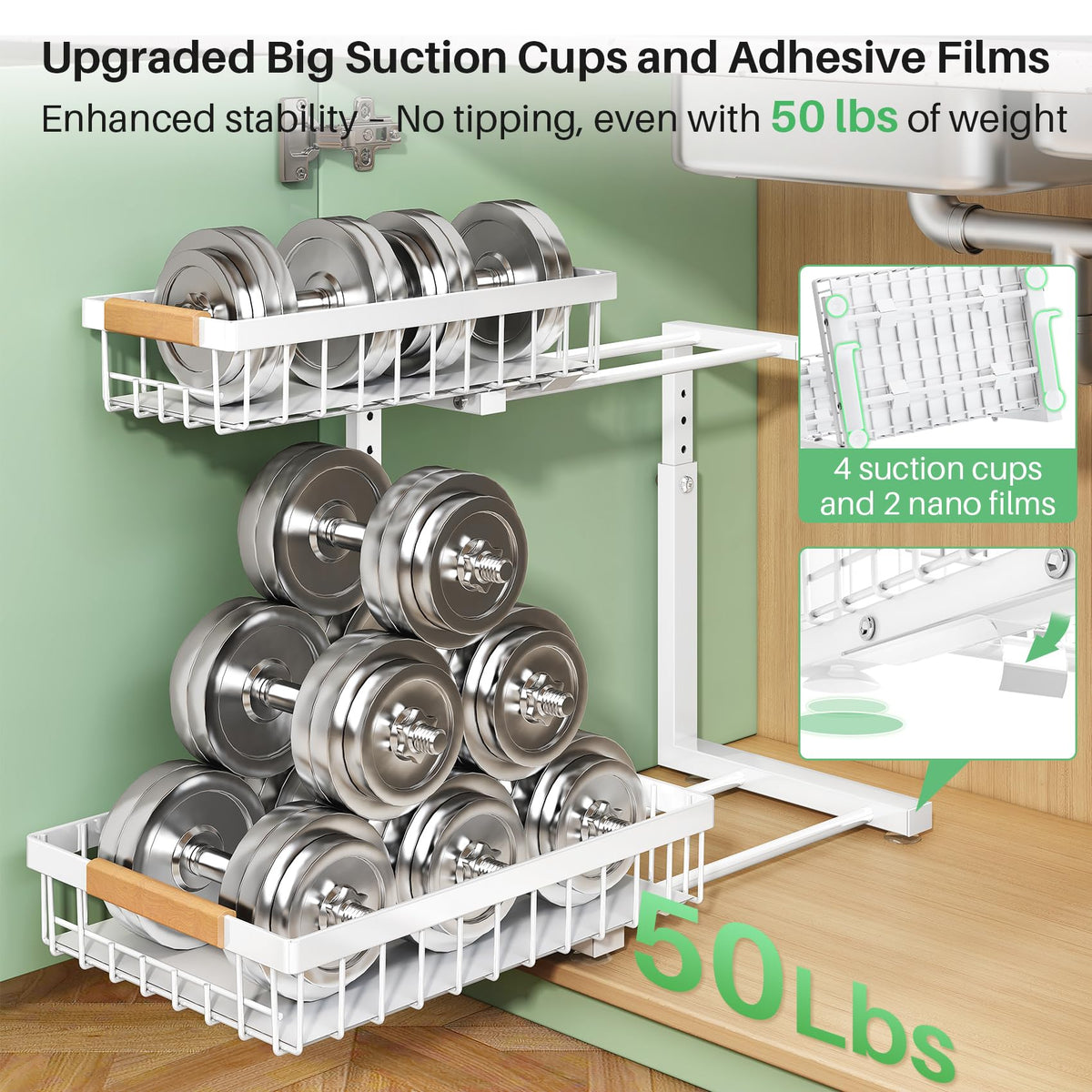 Kitstorack under-sink organizer thick steel frame for durability