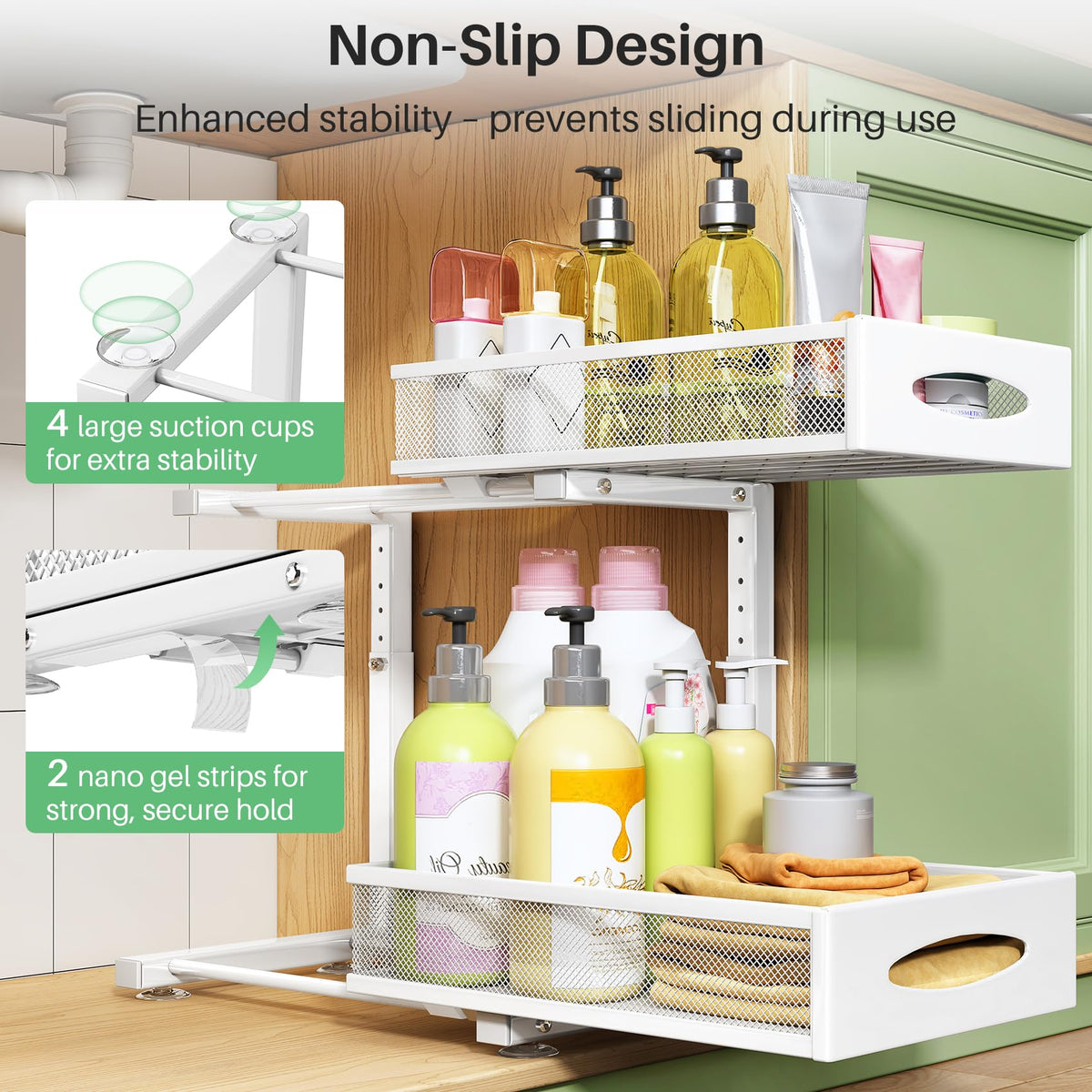 Kitstorack mesh drawers with removable mat prevent water pooling
