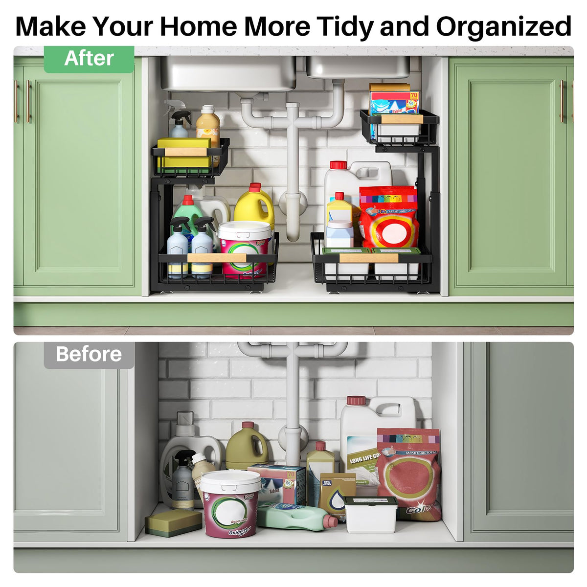 Kitstorack ideal for kitchen, bathroom, pantry, and closet organization.