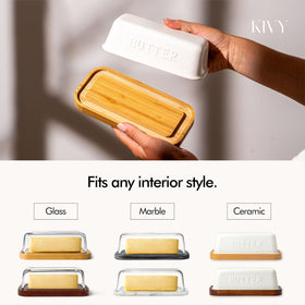 KIVY bamboo plate keeps butter from slipping during cutting
