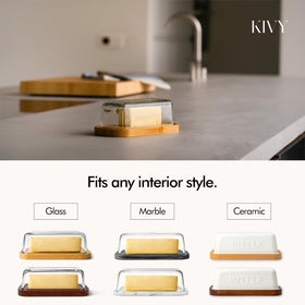 KIVY ceramic butter dish side view showing sleek, durable design.
