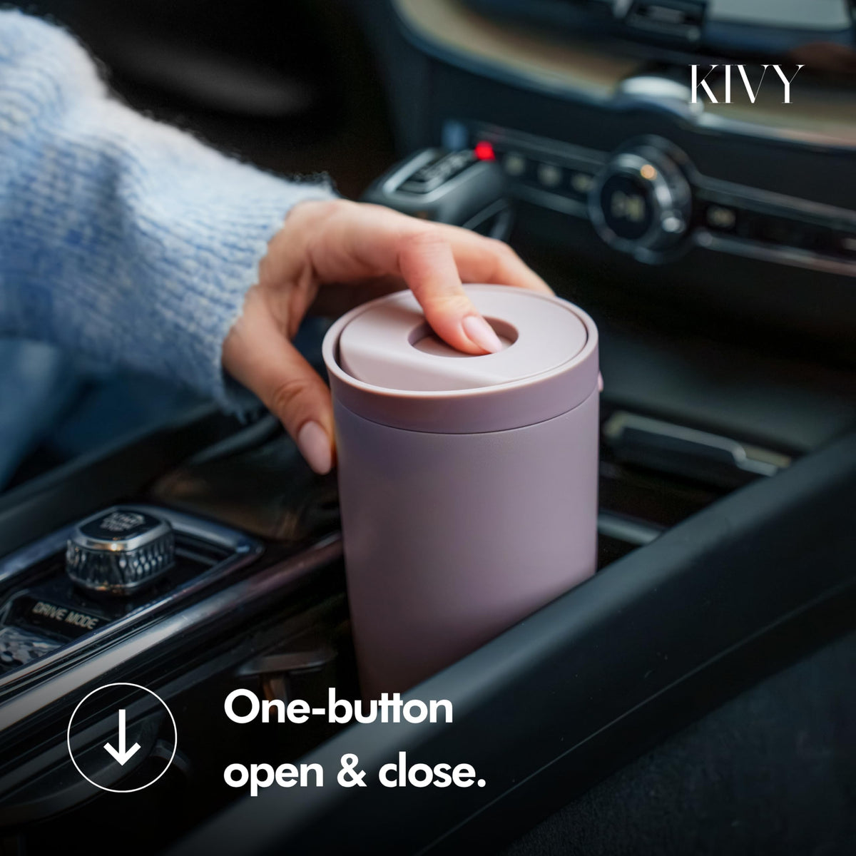 KIVY Travel Mug is made from stainless steel for durability.