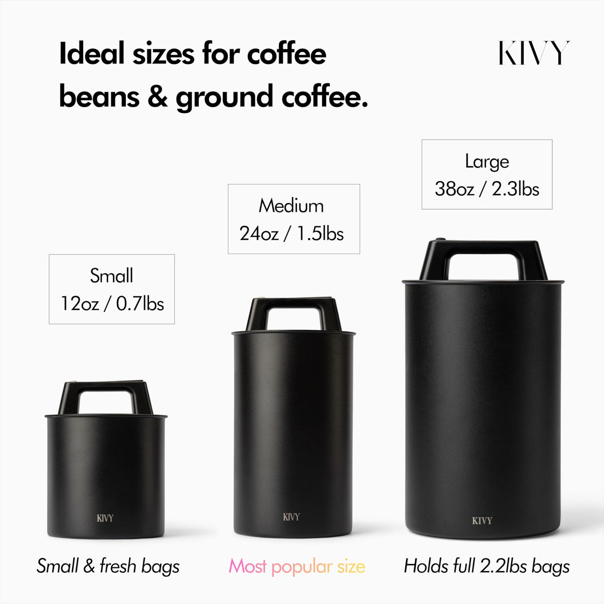 KIVY glass coffee canister shows durable design for home or cafe use.