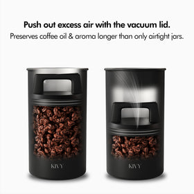 KIVY glass canister lid open ready to refill and reseal with ease.