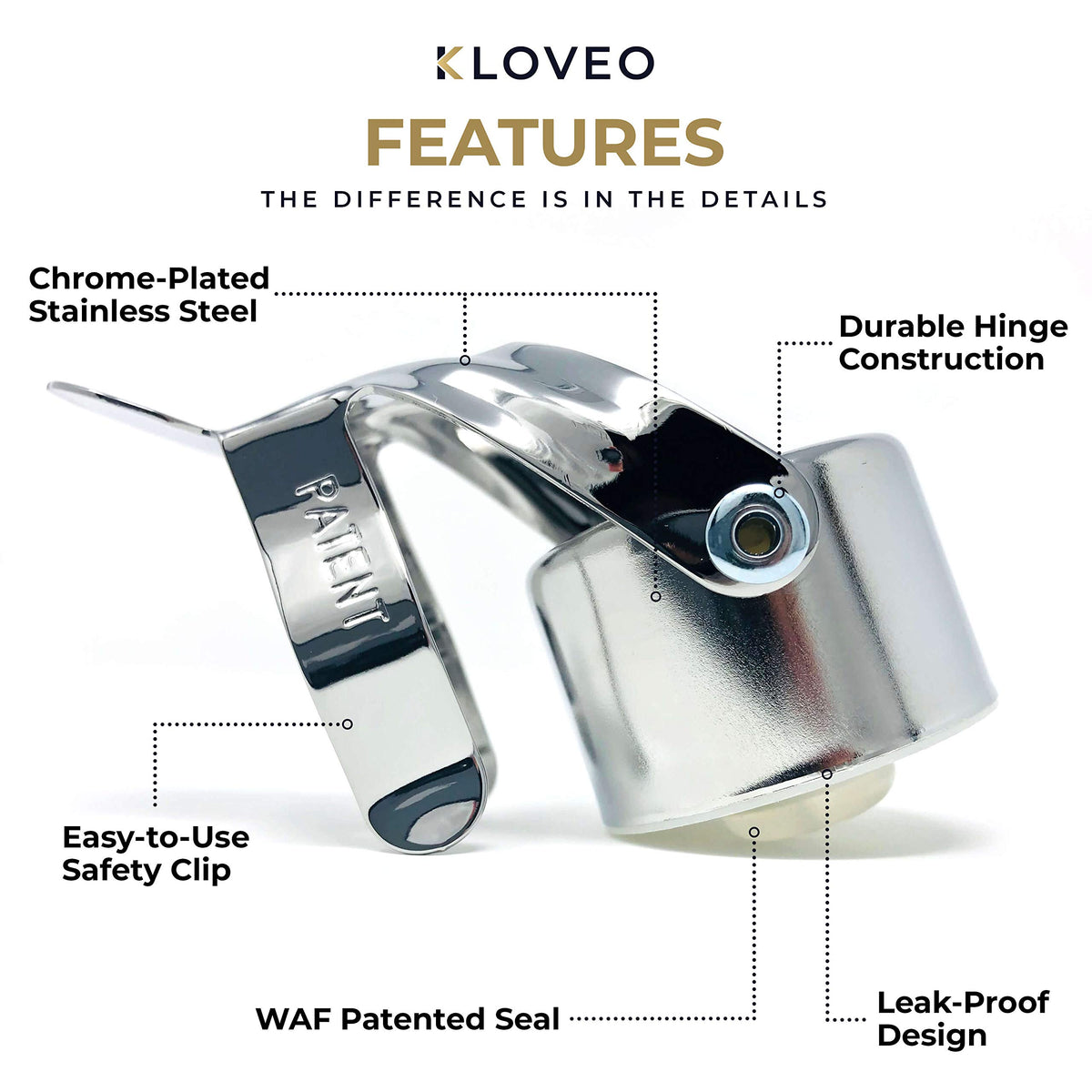 KLOVEO Italian-design stopper combines precision fit with durable materials.