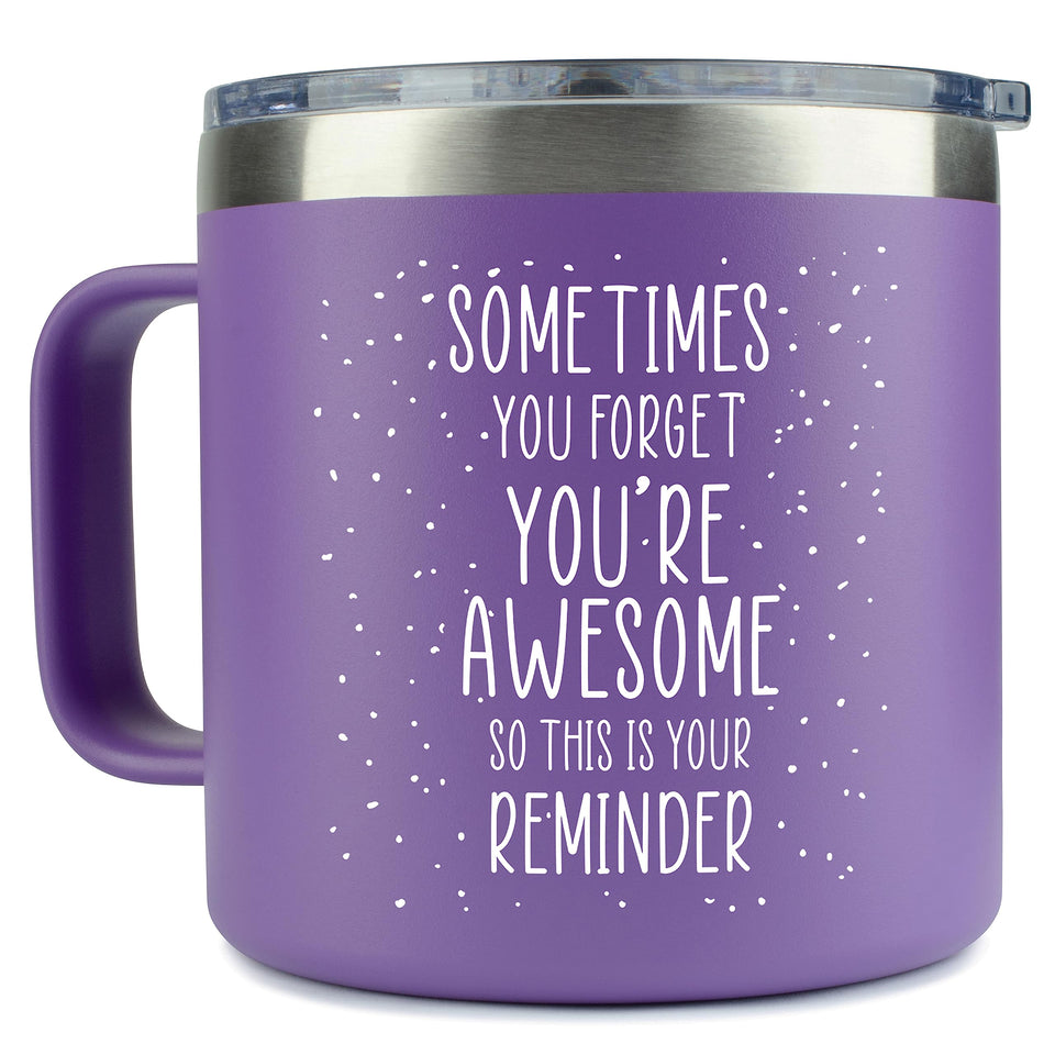 KLUBI Sometimes You Forget You Are Awesome tumbler with purple finish is a gift ready option