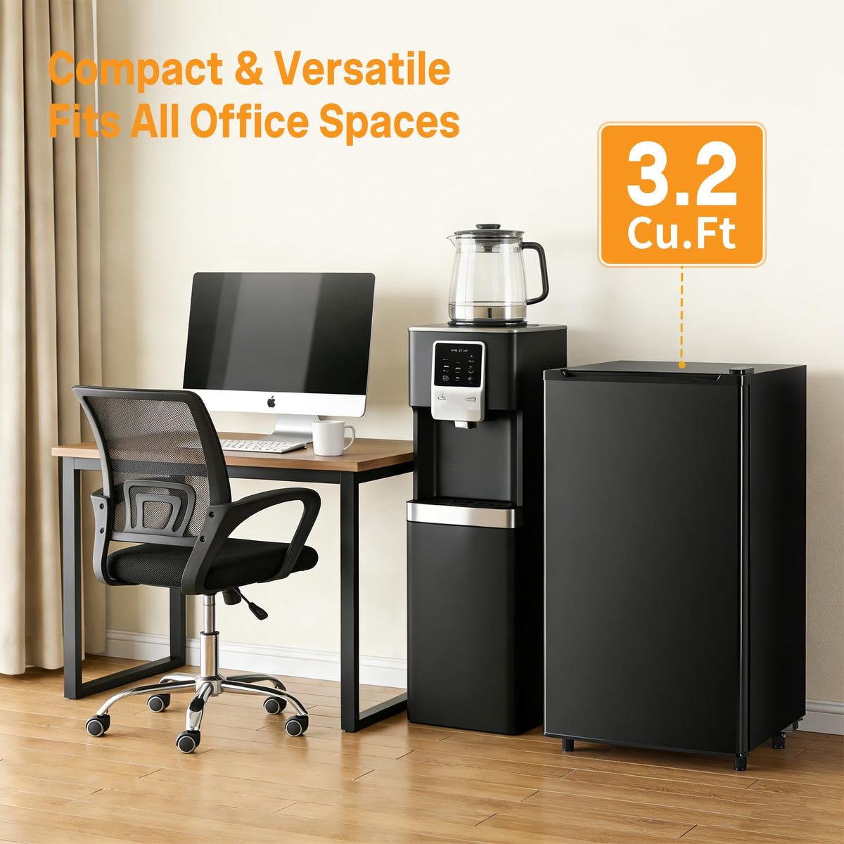 KMFurnila mini-fridge operates quietly at 38 dB