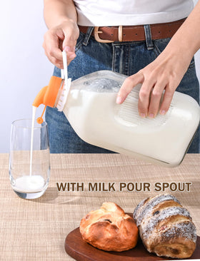 KMIGRUAN 2QT glass milk bottle with measurement marks for precise portions.
