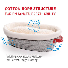 KneadAce banneton round basket, uniform airflow supports ideal dough rise.