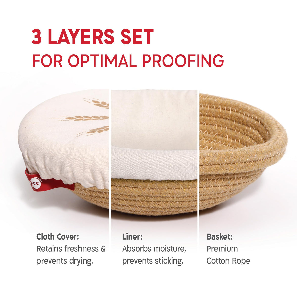 KNEADACE banneton round liner prevents sticking during proofing.