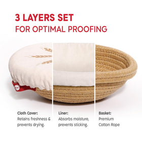 KNEADACE banneton round liner prevents sticking during proofing.
