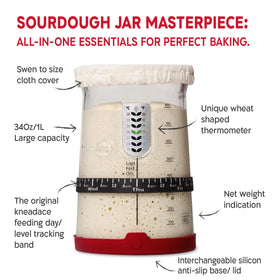 KNEADACE sourdough kit laid out showcases all-in-one design for bakers.