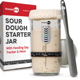 KNEADACE sourdough starter jar wide mouth is easy to feed and clean