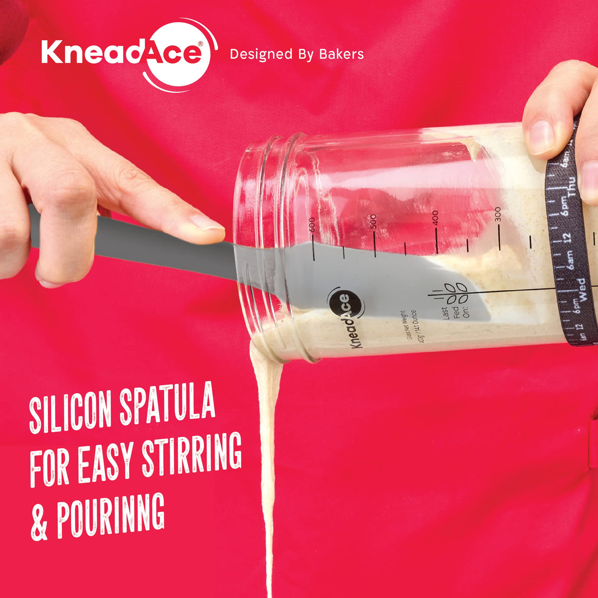 KNEADACE kit in use shows a complete setup for baking prep