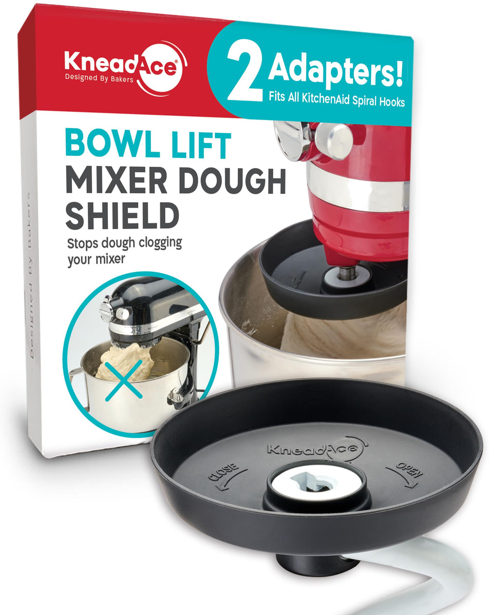 KneadAce spiral dough hook shield protects the bowl from dough climb.