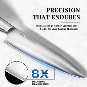 KnifeSaga built-in sharpener block maintains edge readiness