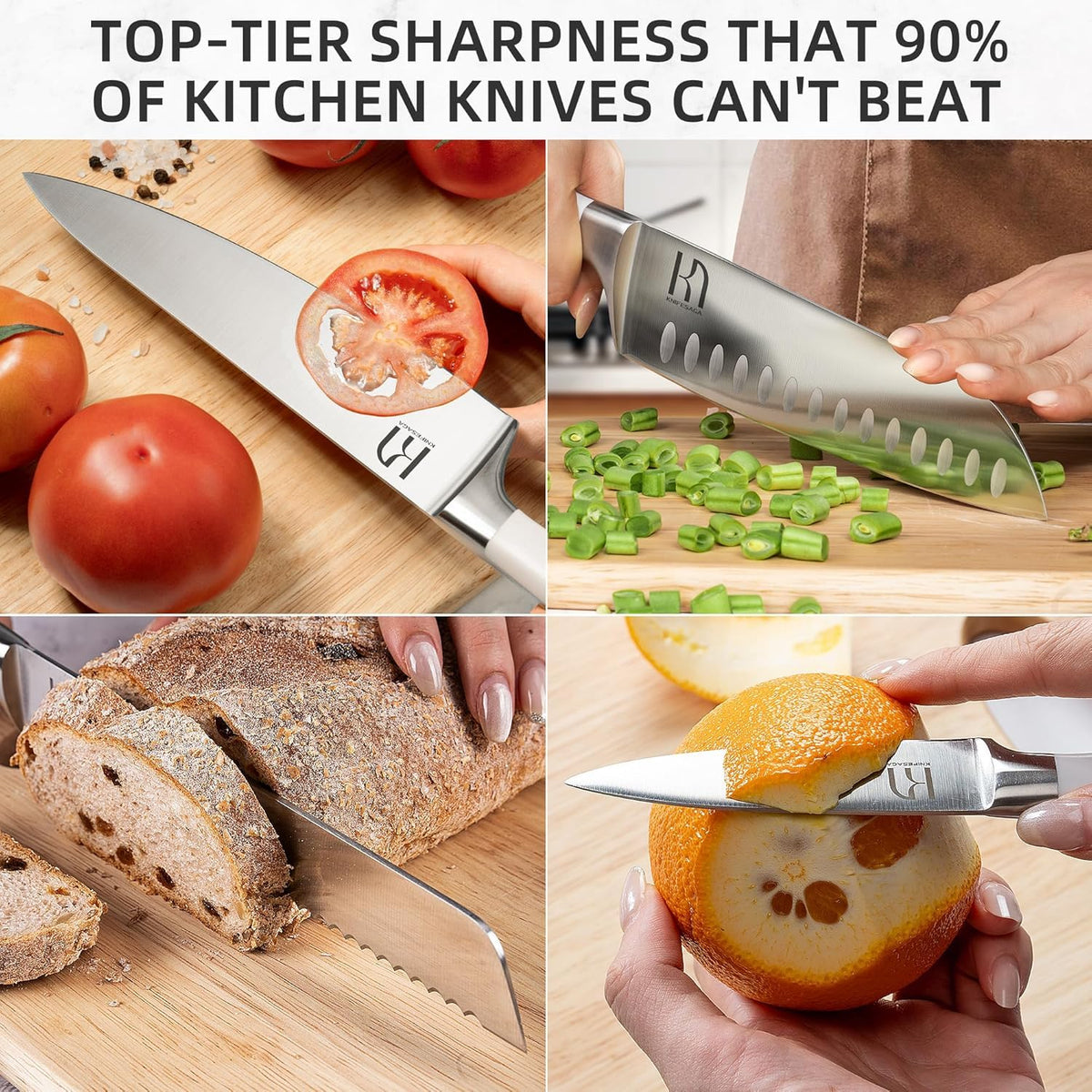 KnifeSaga ergonomic handle and balanced weight for comfortable cutting.