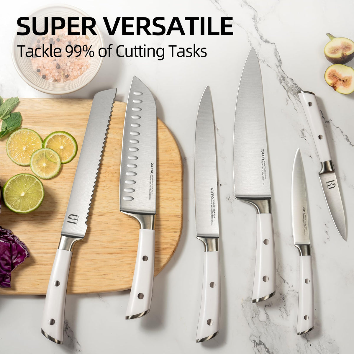 KnifeSaga non-slip base block keeps knives stable during prep.