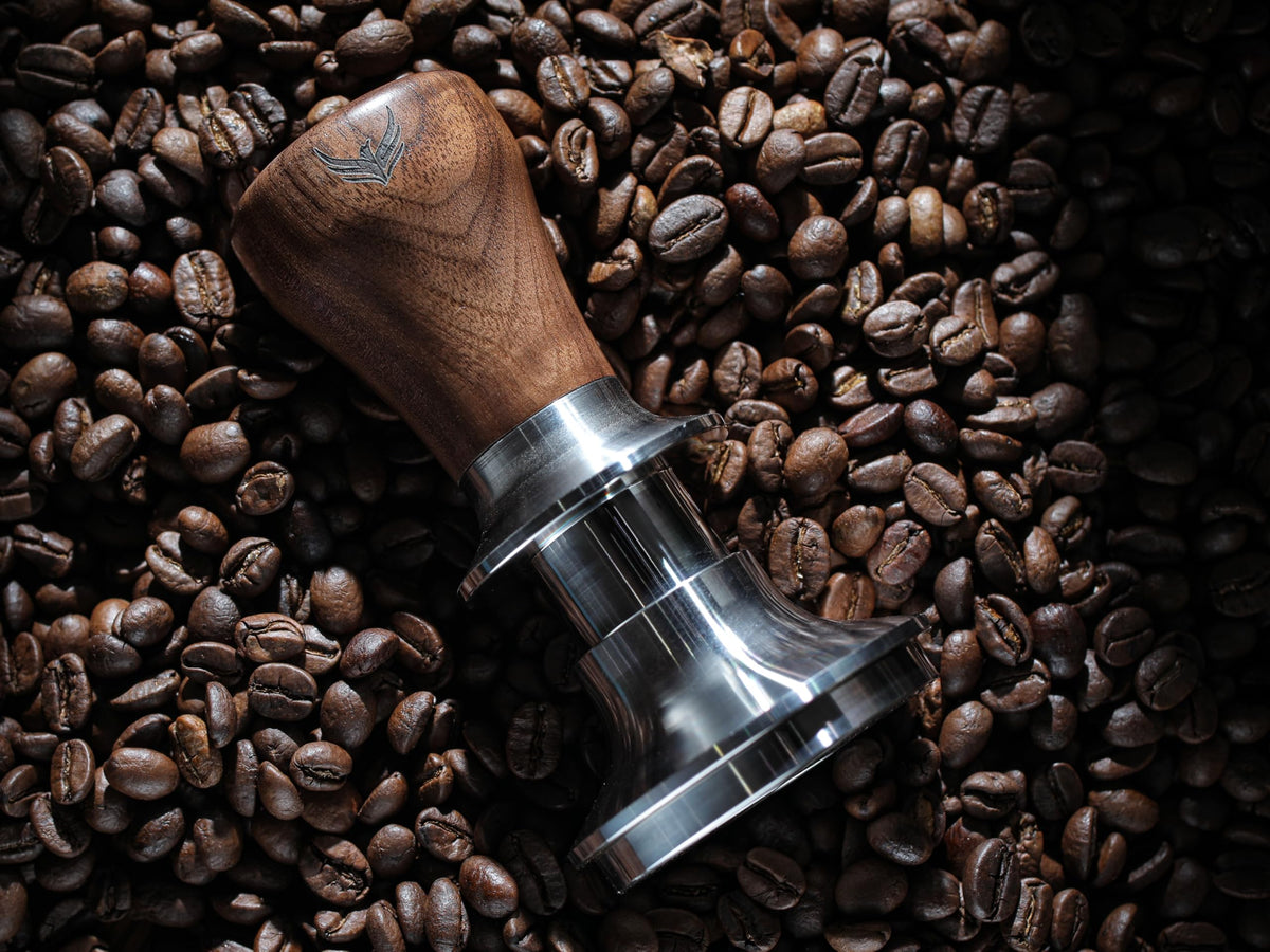 KNODOS 58mm tamper with ripple base in stainless steel for even extraction