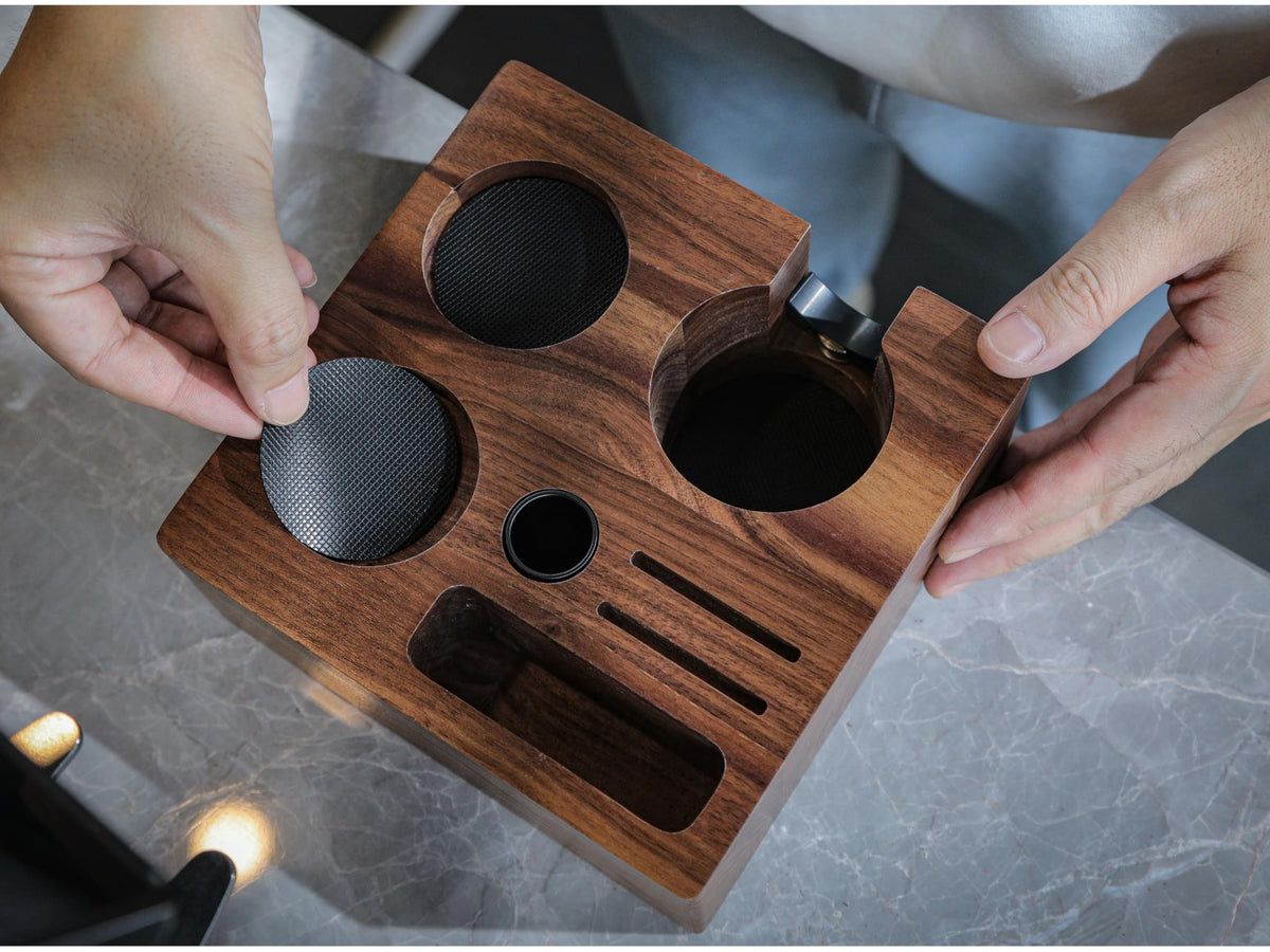 KNODOS walnut design elevates your espresso bar aesthetics