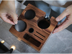 KNODOS walnut design elevates your espresso bar aesthetics