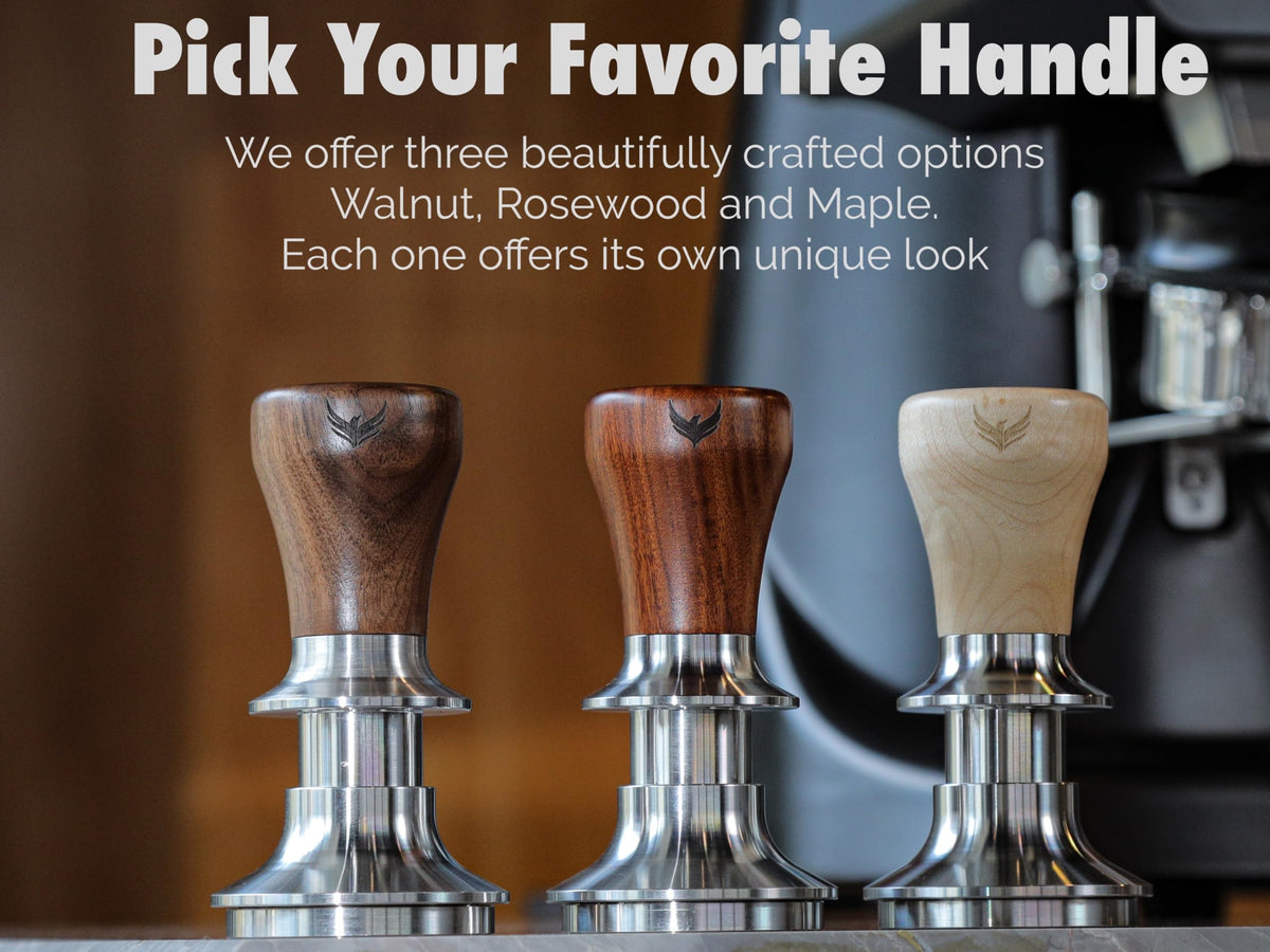 KNODOS walnut handle adds warm, premium feel to your espresso setup