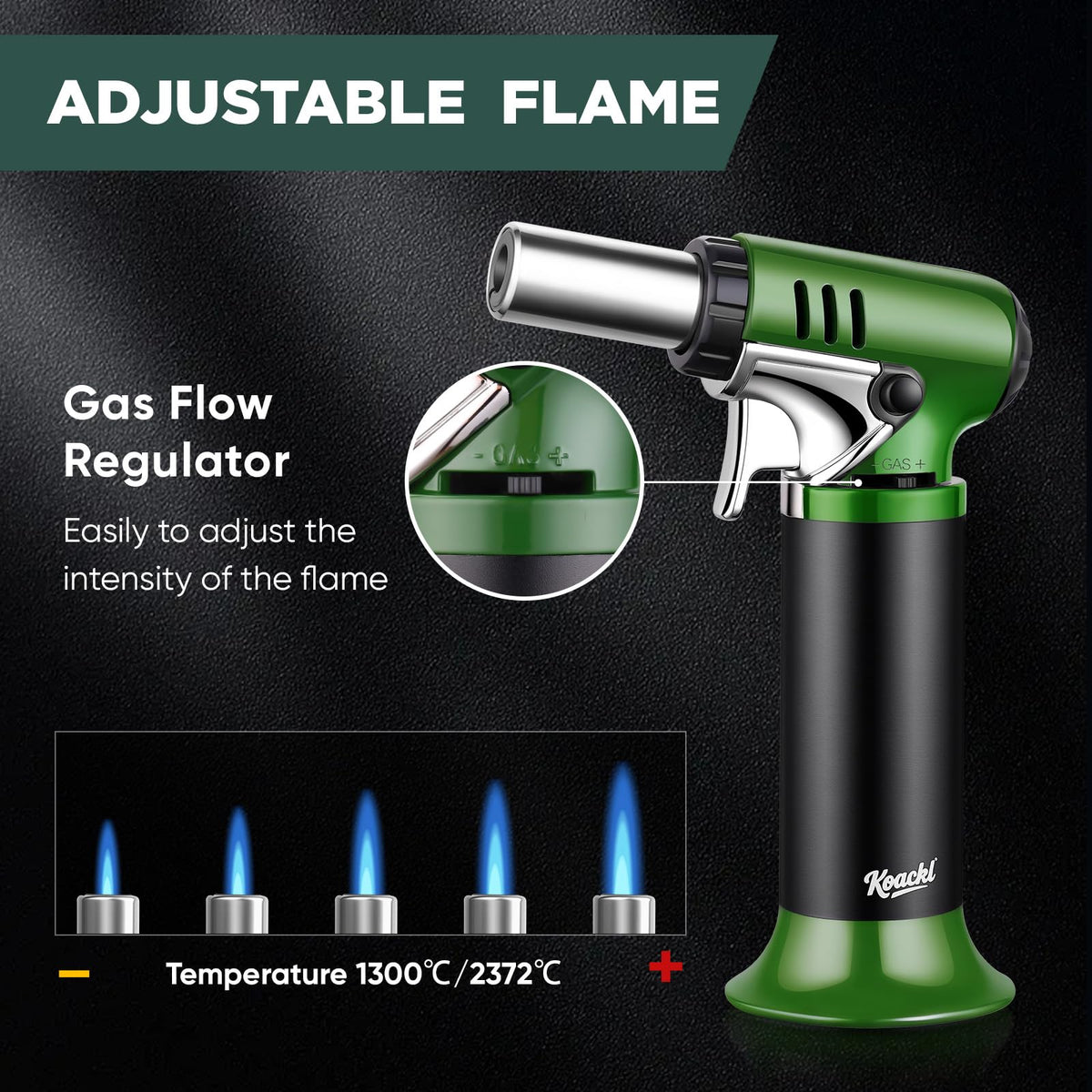KOACKL torch works with any brand of butane gas canister.
