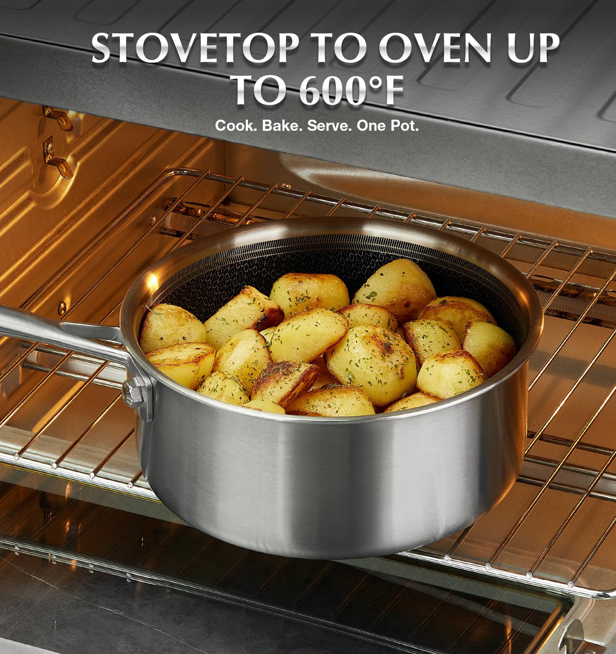 KOCH SYSTEME CS hybrid saucepan easy-clean interior resists buildup.