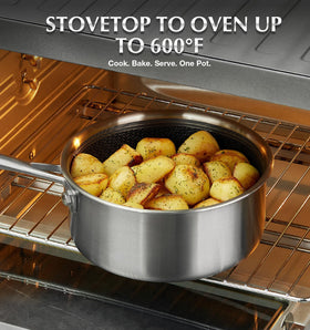 KOCH SYSTEME CS hybrid saucepan easy-clean interior resists buildup.