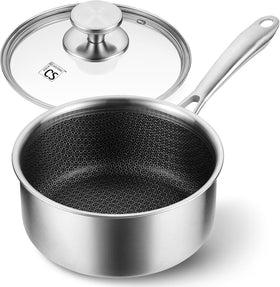 KOCH SYSTEME CS hybrid saucepan interior honeycomb enhances easy food release.