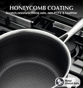 KOCH SYSTEME CS hybrid saucepan triple-layer stainless steel delivers even heat.