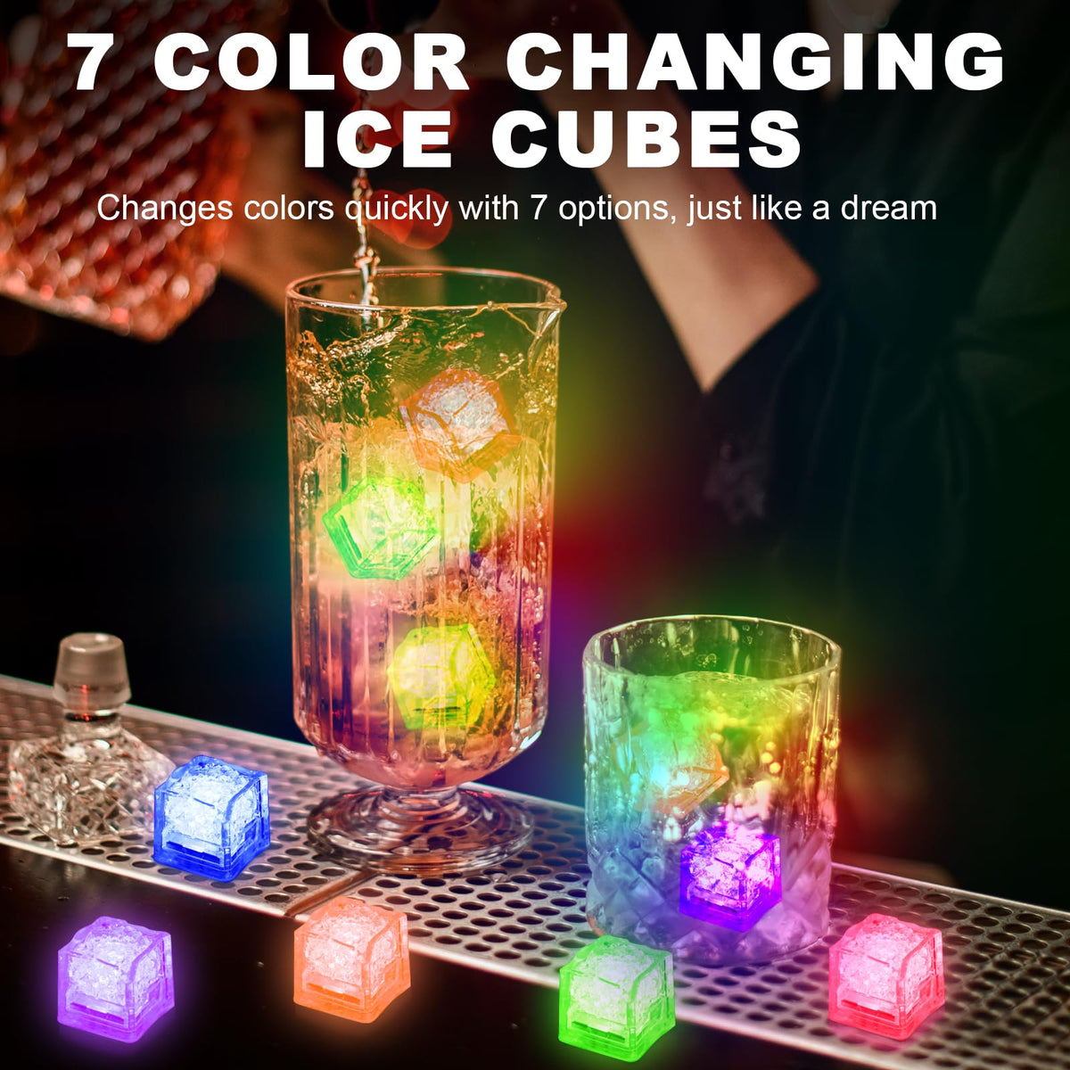 Komokeru long battery life LED ice cubes glow for hours