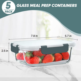 KOMUEE 30 oz glass container in fridge keeps leftovers fresh.