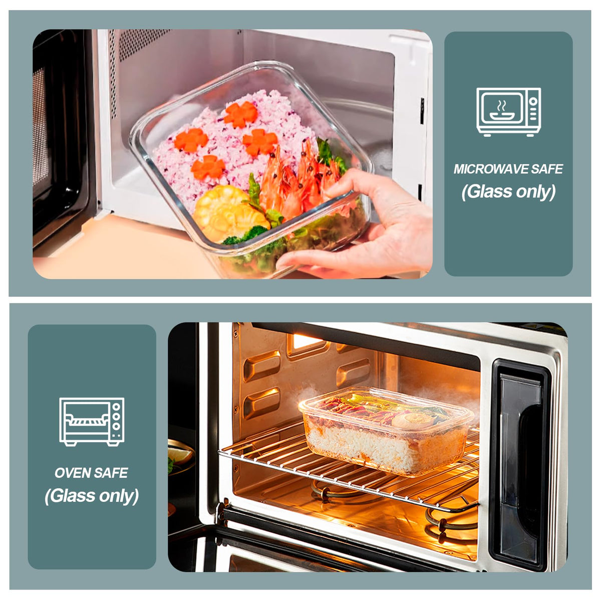 KOMUEE oven-safe glass container for baking and meal prep.