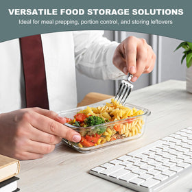 KOMUEE stackable design saves space in fridge and cabinet.