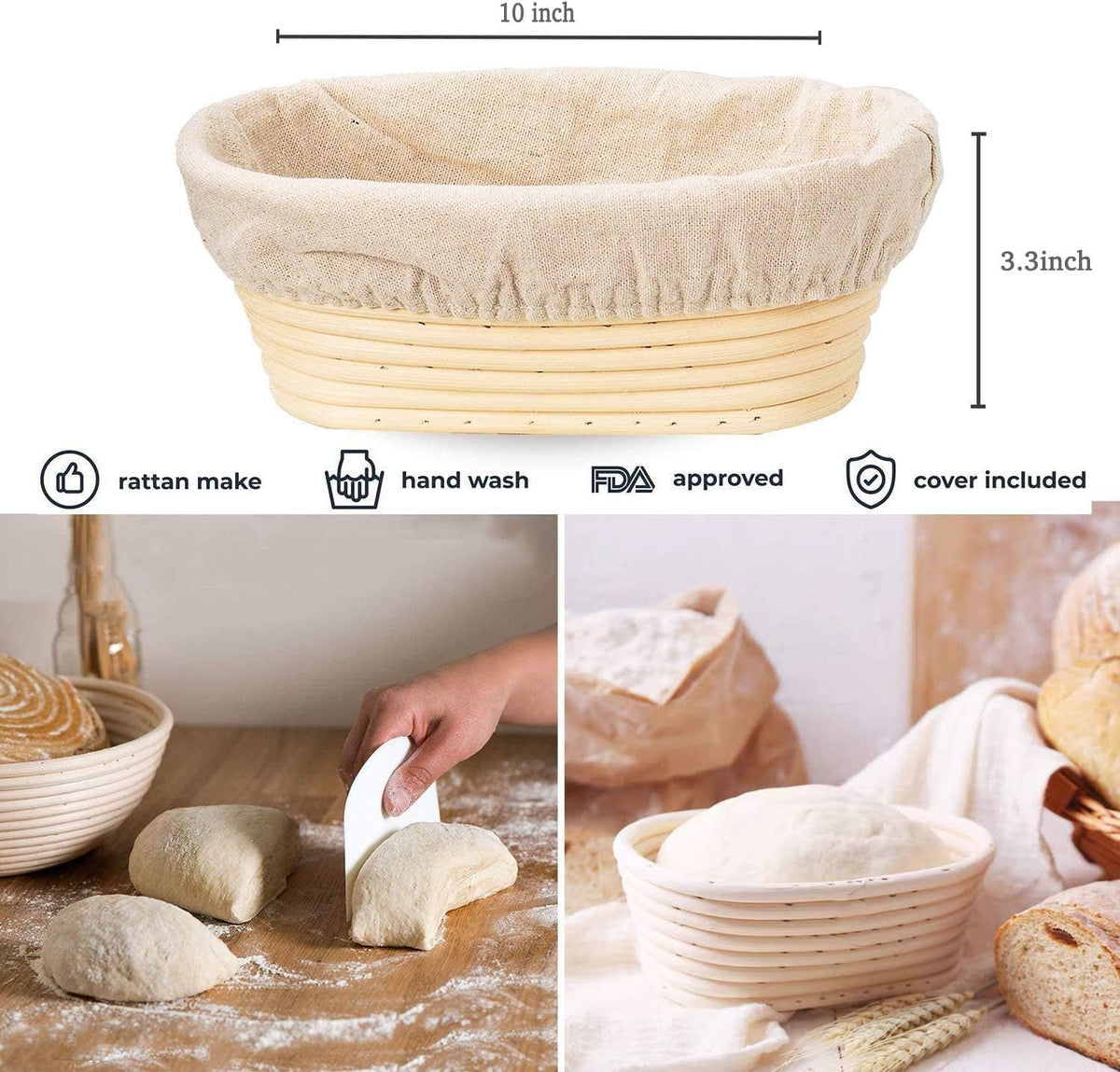 KONGDY oval bread-proofing cloth six-pack for reusable home baking.