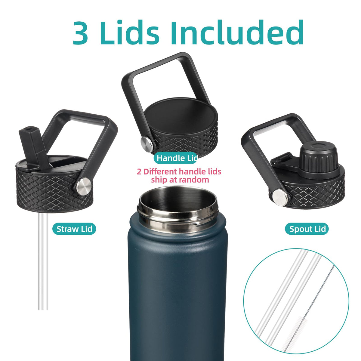 Konokyo bottle with flex-removable lid and dual handles for smoothies