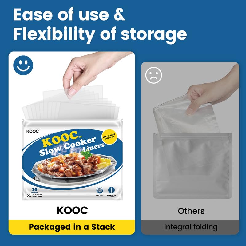 KOOC liners inside a large slow cooker enable quick cleanup.