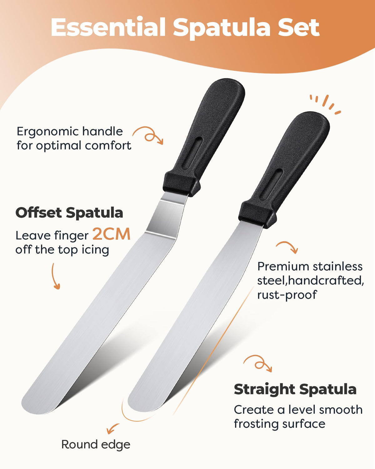 Kootek angled frosting spatula for creating even crumb layers