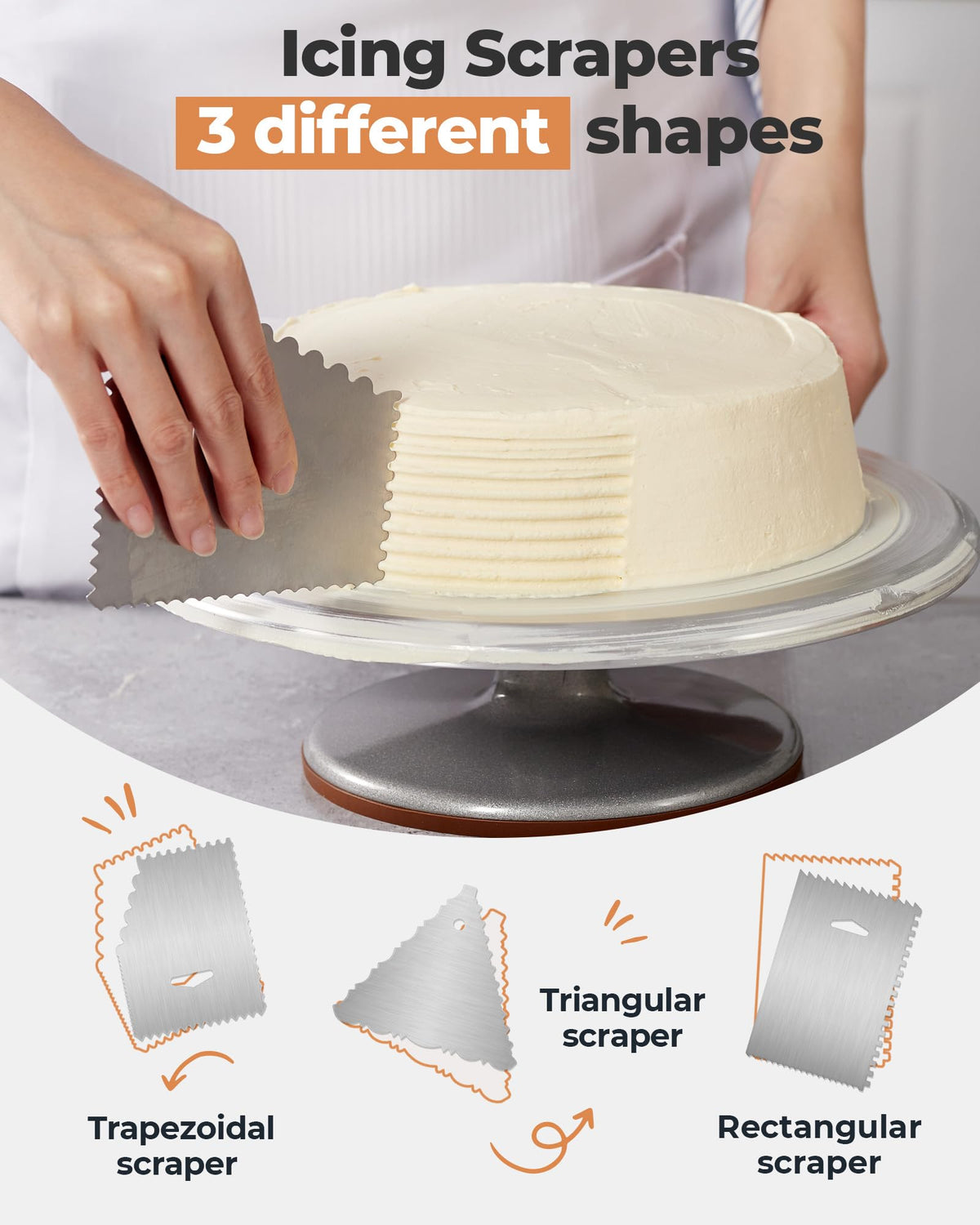 Kootek decorating combs with 12 patterns for textured cake details