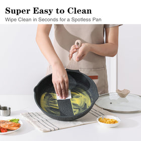 Kordisen frying pan set with lids demonstrating covered simmering and storage
