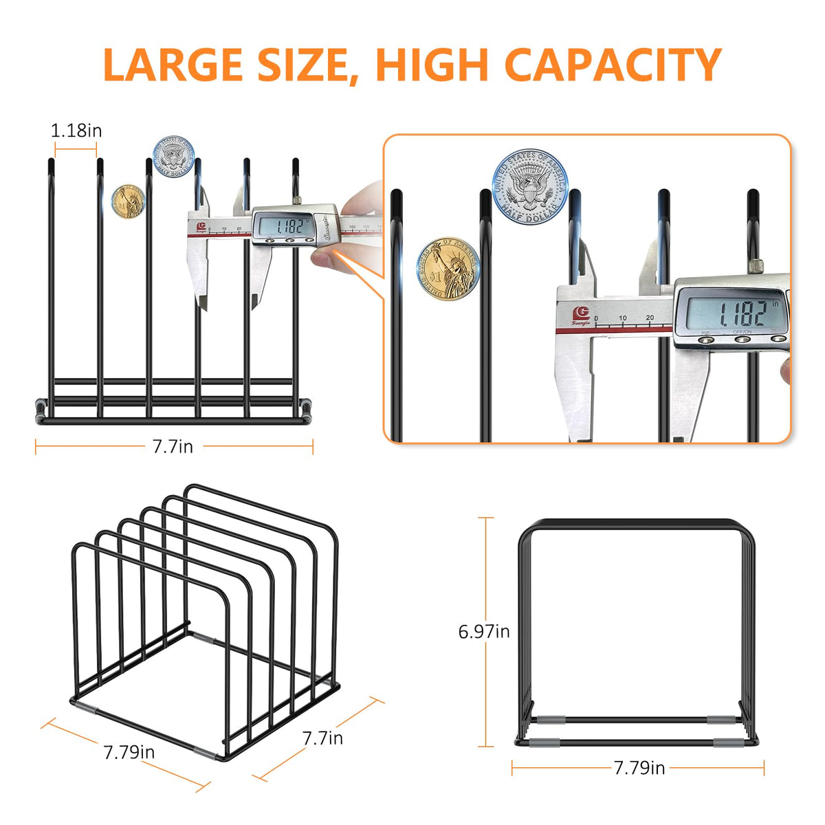 KORRTFID steel cookware holder keeps skillets organized and ready for quick access.
