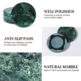 Koville white marble coaster, minimalist design, protects surfaces from heat and moisture.