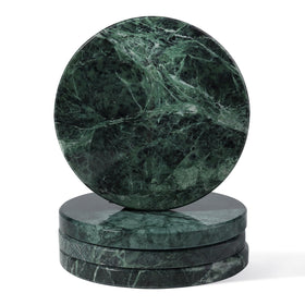 Koville marble coasters—round 4-inch, surface protection and natural veining.